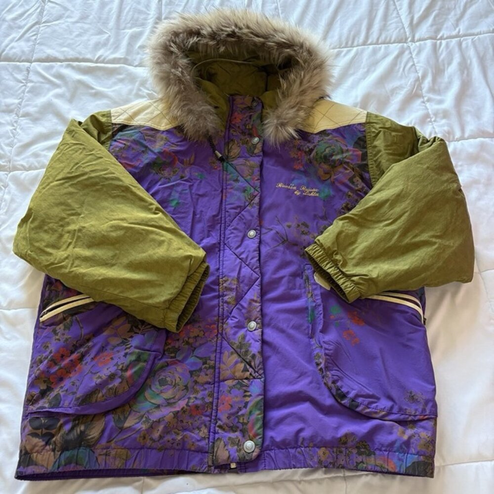 Vintage Luhta‎ Finland Ski Jacket 90s Snowboarding Hooded Purple Womens Size 12